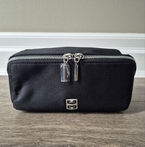 Givenchy black nylon cosmetic bag. Chrome hardware